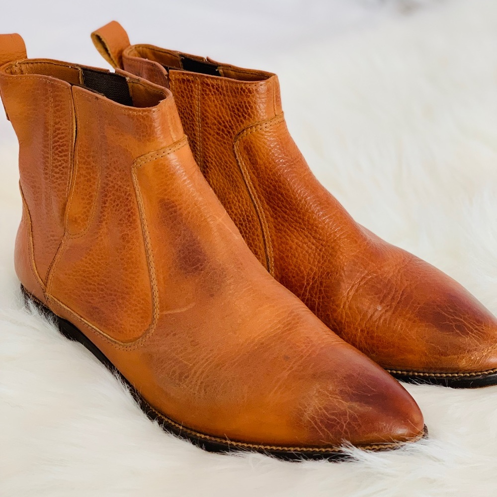 Genuine Brown Leather Booties
